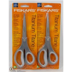 TWO FISKARS TITANIUM COATED BLADE SCISSORS