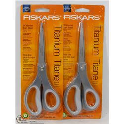 TWO FISKARS TITANIUM COATED BLADE SCISSORS