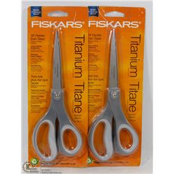 TWO FISKARS TITANIUM COATED BLADE SCISSORS