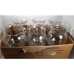 #1 - LOT OF 12 CLEAR GLASS  ROSE BOWLS