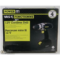 POWER IT 4PC 12V CORDLESS DRILL
