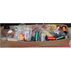 BOX OF BALLOONS AND SUPPLIES.