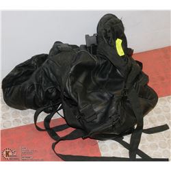 LEATHER MOTORCYCLE BACK PACK WITH FANNY PACK