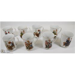 2 SETS OF 4 NORMAN ROCKWELL MUGS.