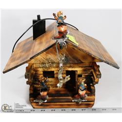 HANDMADE DECORATIVE LOG CABIN W/DUAL
