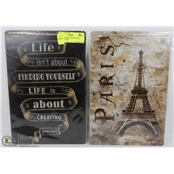LOT OF 2 HOME TIN SIGNS INCL INSPIRATIONAL