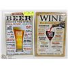 Image 1 : LOT OF 2 BEER/WINE  TIN SIGNS