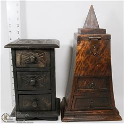 BOX OF JEWELRY BOXES INCL  AFRICAN