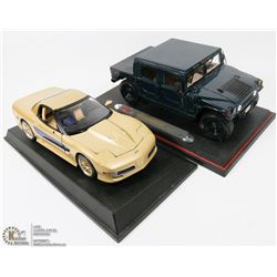BOX WITH HUMMER DIE CAST CAR AND CORVETTE DIE CAST