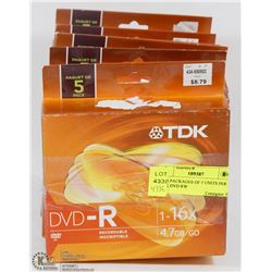 #21) 6 PACKAGES OF 5 UNITS PER PACK DVD RW