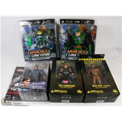 BOX OF 5 NEW ACTION FIGURES INCL WATCHMAN, RATCHET