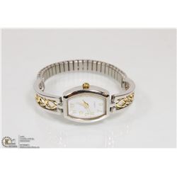NEW TWO TONE QUARTZ WATCH WITH SOLID/STRETCH BAND