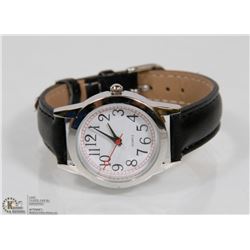 NEW QUARTZ WATCH W/ LEATHER BAND & NEW BATTERY.