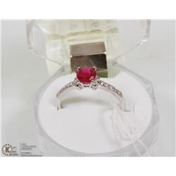 #79- RED RUBY & CZ GEMSTONE RING