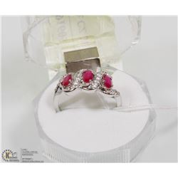 #81- RED RUBY & CZ GEMSTONE RING