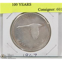 1867 - 1967 CANADIAN SILVER DOLLAR 100 YEARS