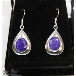 #48-NATURAL BLUE SAPPHIRE GEMSTONE EARRINGS