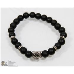 #17-MAN LAVA ROCK BRACELET OWL HEAD BEAD