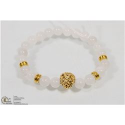 #2-WHITE JADE BRACELET  LION HEAD BEAD