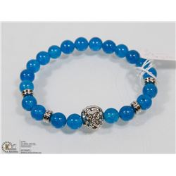 #16-BLUE APATITE BRACELET LION HEAD BEAD