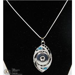 NEW BLUE CRYSTAL PENDANT AND NECKLACE SET