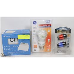 BUNDLE OF NEW ITEMS INCLUDING 6-LED BARREL LIGHTS,