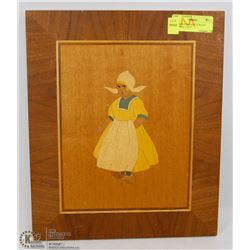 HANDCRAFTED DUTCH WOOD PICTURE 12"X15"