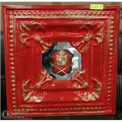 RED MEDALLION WITH SPANISH SWORDS 23"X23"