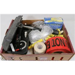 ASSORTED SHOP TOOLS AND SUPPLIES INCL LABEL MAKER,