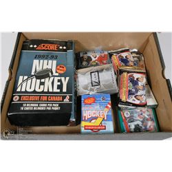 SHOE BOX OF ASSORTED HOCKEY AND BASEBALL CARDS