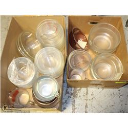 2 BOXES OF MEASURING CUPS AND GLASS MIXING BOWLS