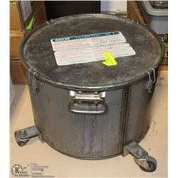 DEEP FRYER OIL PAIL ON CASTORS.