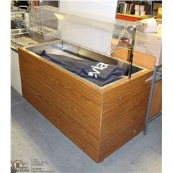 STEAM TABLE WITH 8FT PATIO UMBRELLA  67" 31" 57"