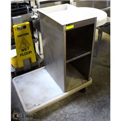 7) STAINLESS STEEL JANITOR CART WITH GARBAGE