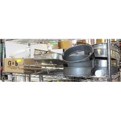 SHELF CONTAINING COOLING RACKS, CAKE PANS, SALT &