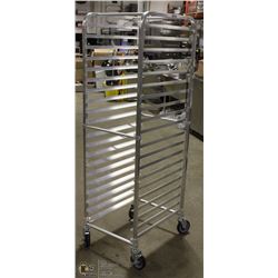ME#12, 20 SHEET ALUMINUM PAN RACK ON WHEELS.
