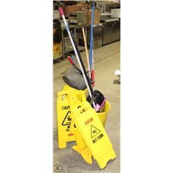 MOP BUCKET WITH ASST CLEANING TOOLS INCL BROOM,