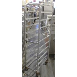 FOOD TRAY RACK ON WHEELS.