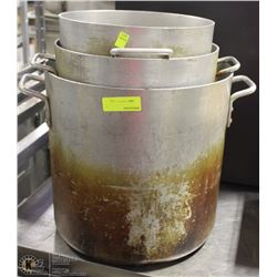 3 ASSORTED METAL STOCK POTS