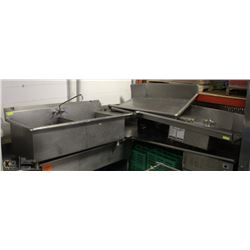 STAINLESS STEEL CORNER DISH PIT SINK W/RUNOFF