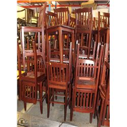 LOT OF 50 WOOD HIGH BACK BAR STOOLS