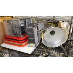 LOT OF CUTTING BOARDS, CAFETERIA TRAYS, NAPKIN