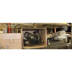 SHELF OF CHAFING DISHES WITH LIDS PENDANT LIGHTS