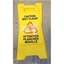 LOT OF 2 YELLOW WET FLOOR CAUTION SIGNS