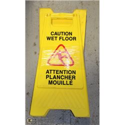 LOT OF 2 YELLOW WET FLOOR CAUTION SIGNS