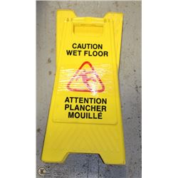 LOT OF 2 YELLOW WET FLOOR CAUTION SIGNS