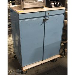 15) BLUE CABINET ON WHEELS