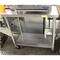 ROLLING 2 TIER PREP STAND WITH EXTENDED SHELF.