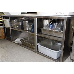 STAINLESS STEEL SHELVING UNIT WITH CONTENTS