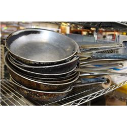 LOT OF 9 ASSORTED FRYING PANS